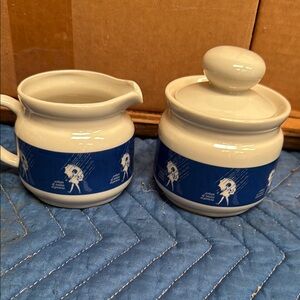 Vintage MORTON SALT Ceramic Creamer and Sugar Set